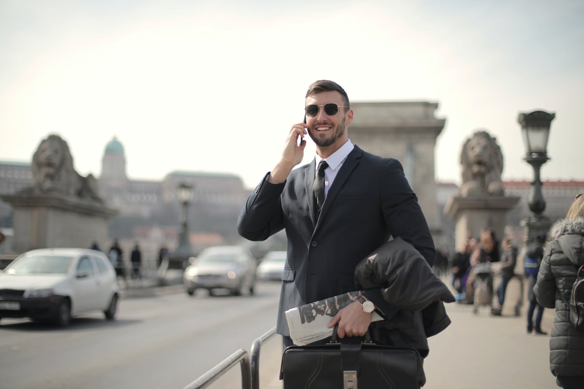 Business Man Phone Smiling